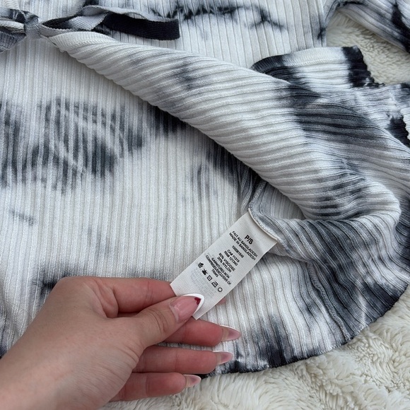 Garage Tie-Dye Ribbed Knit Cardigan | Monochrome Y2K Grunge Vibes Size Small - Picture 4 of 6